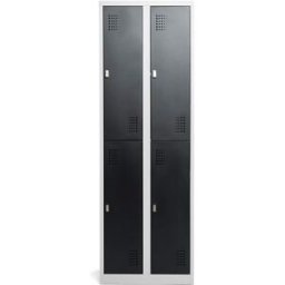 Klädskåp Fereng, 4 dörrar i 2 skåp, BxDxH 610x457x1830mm, svart/grå