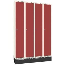 Klädskåp Sonesson, BxDxH 1200x550x1900 mm, sockel, 4 dörrar i 4 skåp,