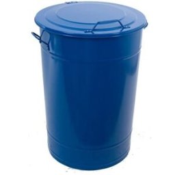 Soptunna av plåt, 115 l, H 780 mm, blå
