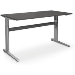 Höj och sänkbart skrivbord Dallas, rak, LxB 1600x800 mm, mörkgrå/silve