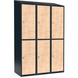 Klädskåp Fydor FFF, 1200 x550x1900 mm, 6 dörrar i 3 skåp, sluttande ta
