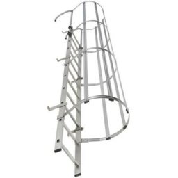 Fasadstege med ryggskydd Fanny, stegpinnar BxD 440 x 30 mm, aluminium,