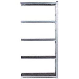 Lagerhylla Flex, utbyggnad, BxDxH 1206x600x2500, 5 st svarta hyllplan