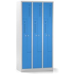 Z-skåp Amsterdam, 3 sektioner, ljusgrå/ljusblå, bredd 870 mm