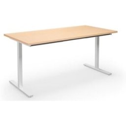 Bord DUO-T, rak skiva, LxB 1600x800 mm, björk/vit