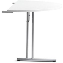 Konferensbord Byggbar, ändskiva, D 1200 mm, vit/silver