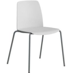 Stol Helmer, sits/ryggstöd i plast, 4-pack, sits vit, underrede silver