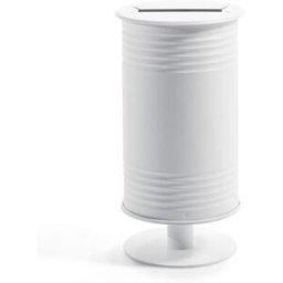 Avfallsbehållare Tin, H 650 mm, pelarfot, singel, lock för papper, vit