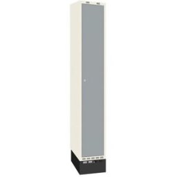 Klädskåp Sonesson, BxDxH 300x550x1900 mm, sockel, 1 dörr i 1 skåp, grå