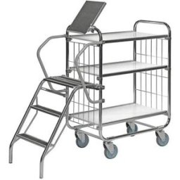 Plockvagn Ven, med stege, 3 hyllplan, LxBxH 945x470x1120 mm