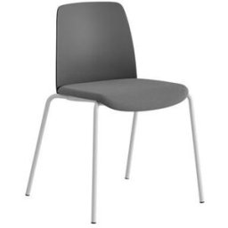Stol Helmer, sits stoppad, ryggstöd plast, 4-pack, sits mörkgrå, under