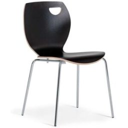 Skalstol Laura, stapelbar, 4-pack, svart/krom