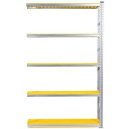 Lagerhylla Flex, utbyggnad, BxDxH 1506x400x2500, 5 st gula hyllplan