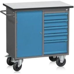 Verktygsskåp på hjul Leon, HxBxD 925x1000x600 mm, blå/grå
