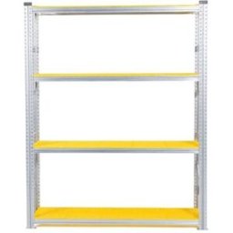 Lagerhylla Flex, grund, BxDxH 1576x600x1972, 4 st gula hyllplan