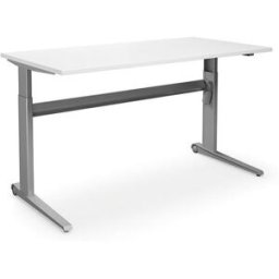 Höj och sänkbart skrivbord Dallas, rak, LxB 1800x800 mm, vit/silver