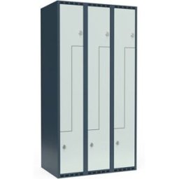 Z-skåp Fydor SMZ, BxDxH 900x550x1752 mm, 6 dörrar i 3 skåp, plant tak,