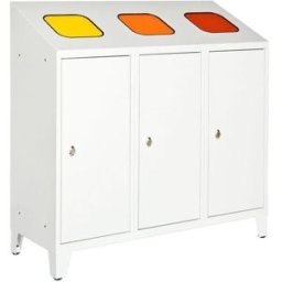 Skåp för källsortering, 3x125 liter, med utdrag för säck