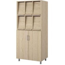 Broschyrställ Benna, BxDxH 810x400x1749 mm, ek, med ben, dörrpar