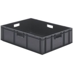 Plastback Teff med tät sida och botten, LxBxH 800x600x210 mm, grå, 2-p