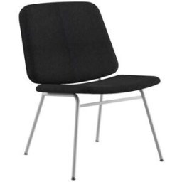 Loungestol Greta, sitshöjd 400 mm, vitt underrede, svart klädsel
