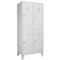 Klädskåp Omme, BxDxH 800x500x1850 mm, 4 dörrar, ljusgrå