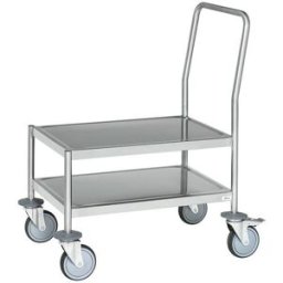Rostfri platåvagn Ura, 625x415 mm, låg modell Helsvetsad