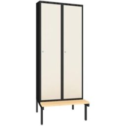 Klädskåp Sonesson, BxDxH 800x550x1900 mm, bänkstativ, 2 dörrar i 2 skå