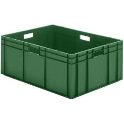 Plastback Teff med tät sida och botten, LxBxH 800x600x320 mm, grön, 2-