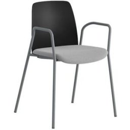 Stol Helmer, sits stoppad, ryggstöd plast, 4-pack, sits svart/ljusgrå,