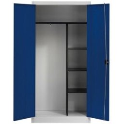 Plåtskåp Universal, BxDxH 950x420x1950 skåp ljusgrå dörr blå