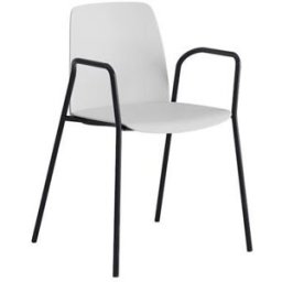 Stol Helmer, sits/ryggstöd i plast, 4-pack, sits vit, underrede svart,