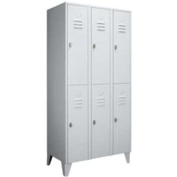 Klädskåp Omme, BxDxH 900x500x1850 mm, 6 dörrar, ljusgrå