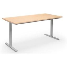 Bord DUO-T, rak skiva, LxB 1600x800 mm, björk/silver
