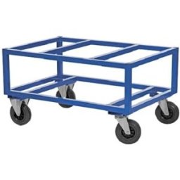 Pallvagn, för EUR lastpall, höjd 650 mm, blå, massiva gummihjul