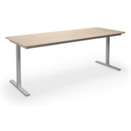 Bord DUO-T Trend, rak skiva, runda hörn, LxB 2000x800 mm, ek/silver