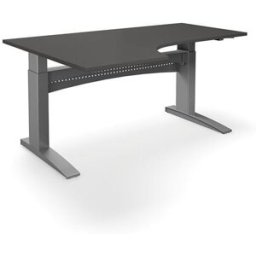 Höj och sänkbart hörnskrivbord Denver, vänster, LxB 1800x1200 mm, mörk
