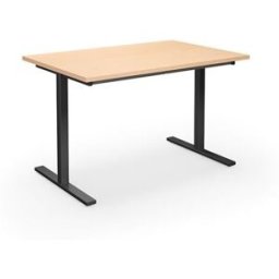 Bord DUO-T, rak skiva, LxB 1200x800 mm, björk/svart