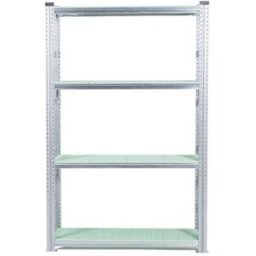 Lagerhylla Flex, grund, BxDxH 1276x500x1972, 4 st gröna hyllplan frysm