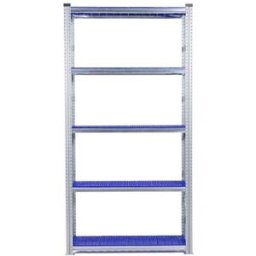 Lagerhylla Flex, grund, BxDxH 1276x400x2500, 5 st blå hyllplan