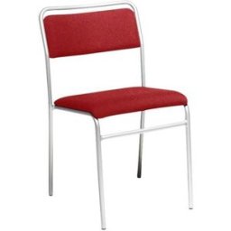 Konferensstol Ronny, utan armstöd, silverfärgat stativ, röd