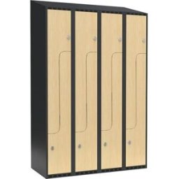 Z-skåp Fydor SMZ, 1200x550x1900 mm, 8 dörrar i 4 skåp, sluttande tak,