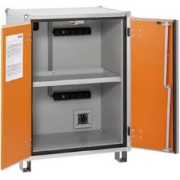Batteriskåp Sasha, DxH 660 x 1110 mm, 230 V, orange/grå