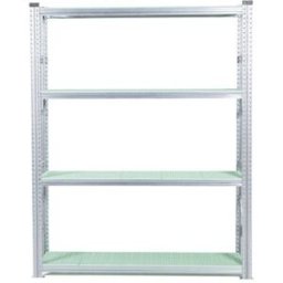 Lagerhylla Flex, grund, BxDxH 1576x500x1972, 4 st gröna hyllplan frysm