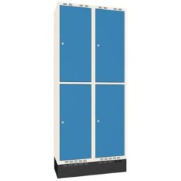 Klädskåp Sonesson Flex, 4 dörrar i 2 skåp, BxD 400x400 mm/skåp, blå/vi