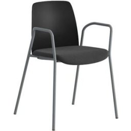 Stol Helmer, sits stoppad, ryggstöd plast, 4-pack, sits svart, underre
