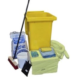 Spillkit Tomas, i plasttunna, gul, utförande kemikalier