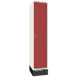 Klädskåp Sonesson Flex, 1 dörr i 1 skåp, BxD 400x550 mm/skåp, röd/vit