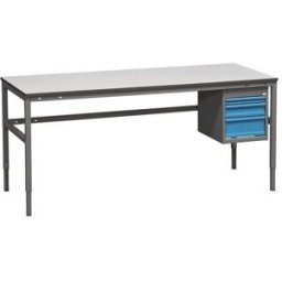 Arbetsbord Embla med 3-lådig hurts, 1200x600 mm, grå laminat