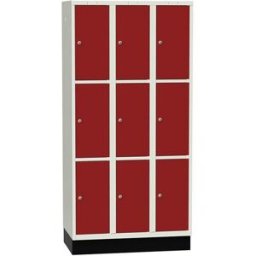 Elevskåp Sonesson Flex, 9 dörrar i 3 skåp, BxDxH 900x550x1900 mm, röd/